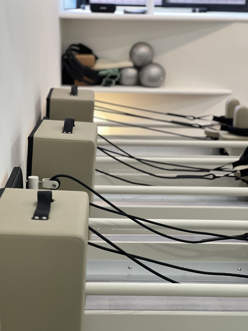 Row of reformers at Mori Pilates