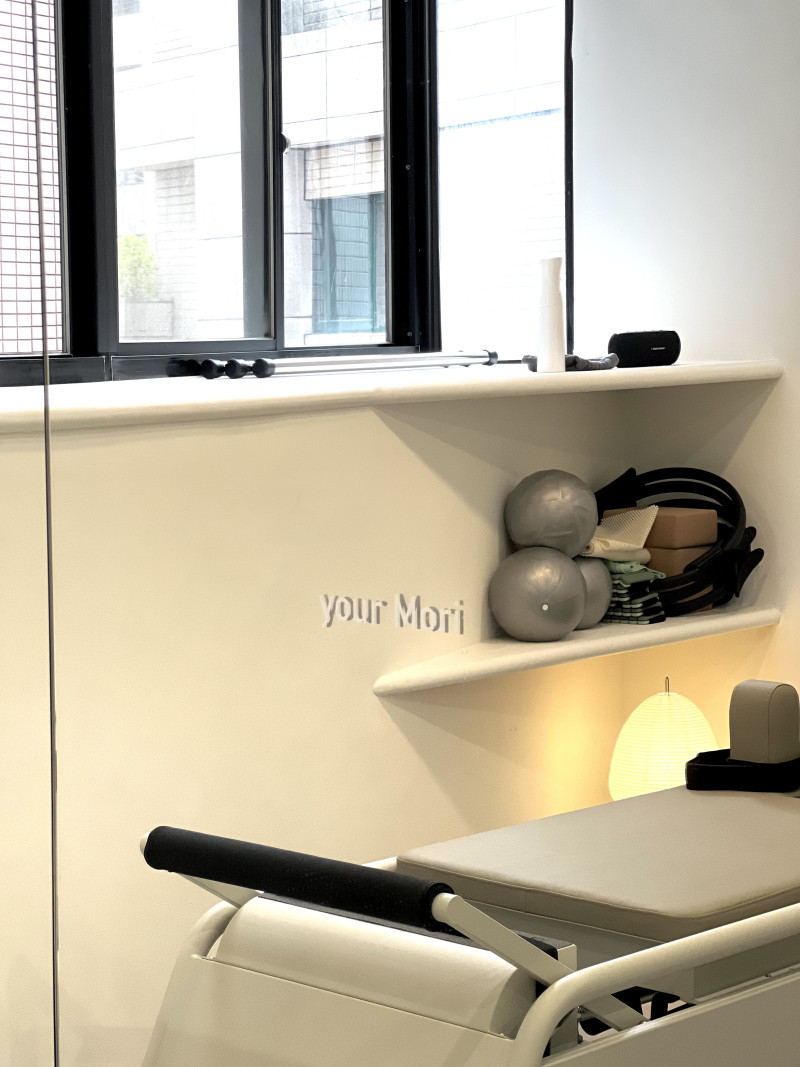 “your Mori” shelf with pilates props